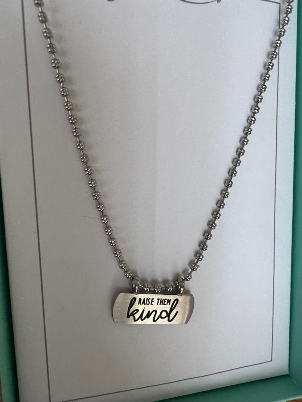 bloom Daphne Stainless Steel Engraved 'Raise them Kind' Bar Necklace jewelry